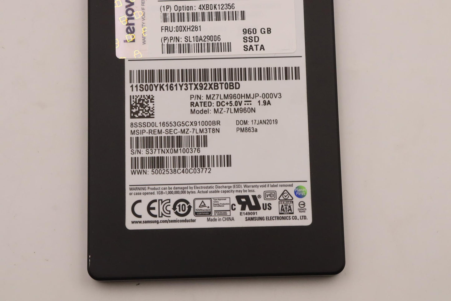 Lenovo Ssd Asm Nhs 960Gb 6Gb Sata 2.5 - 00XH281