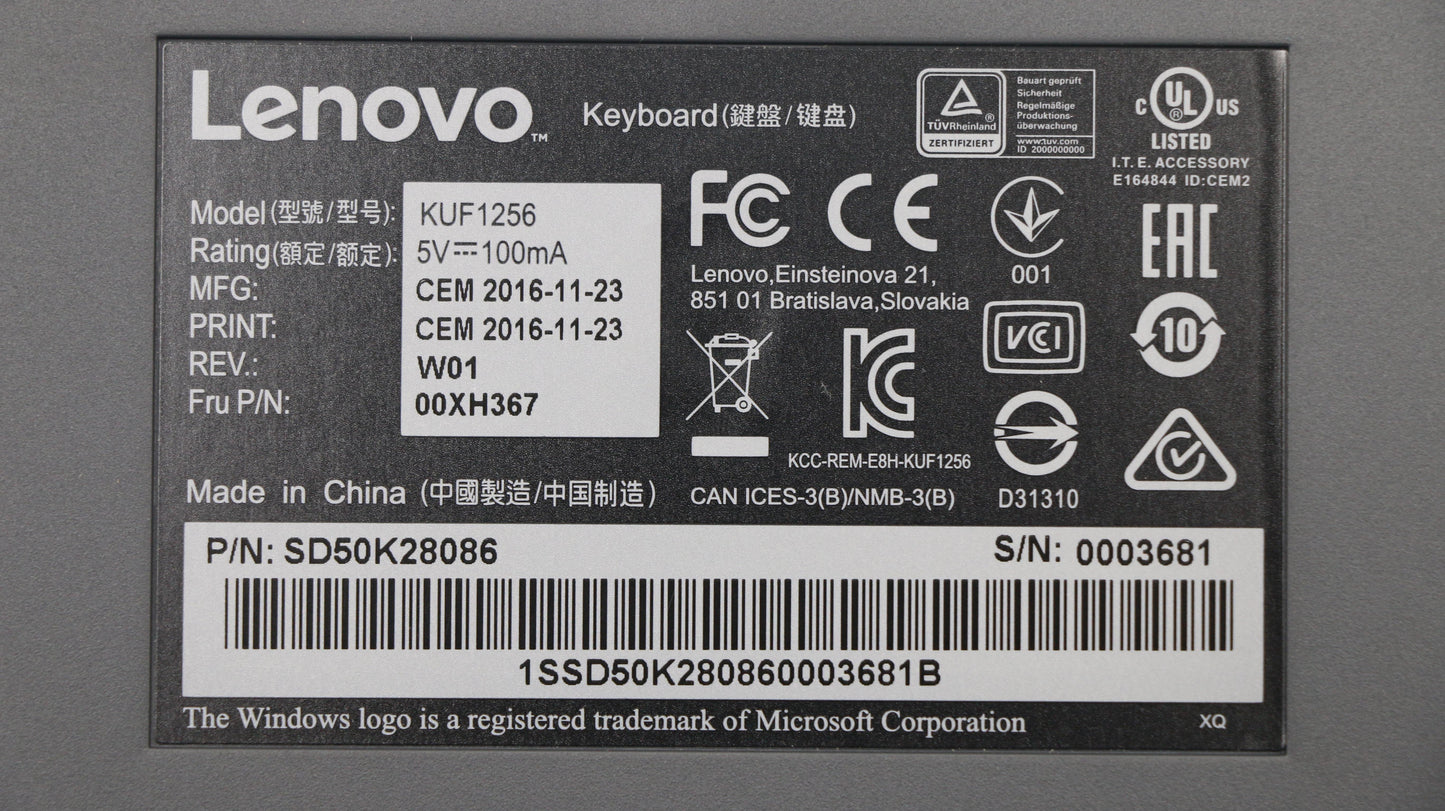 Lenovo Kb Keyboards External - 00XH367