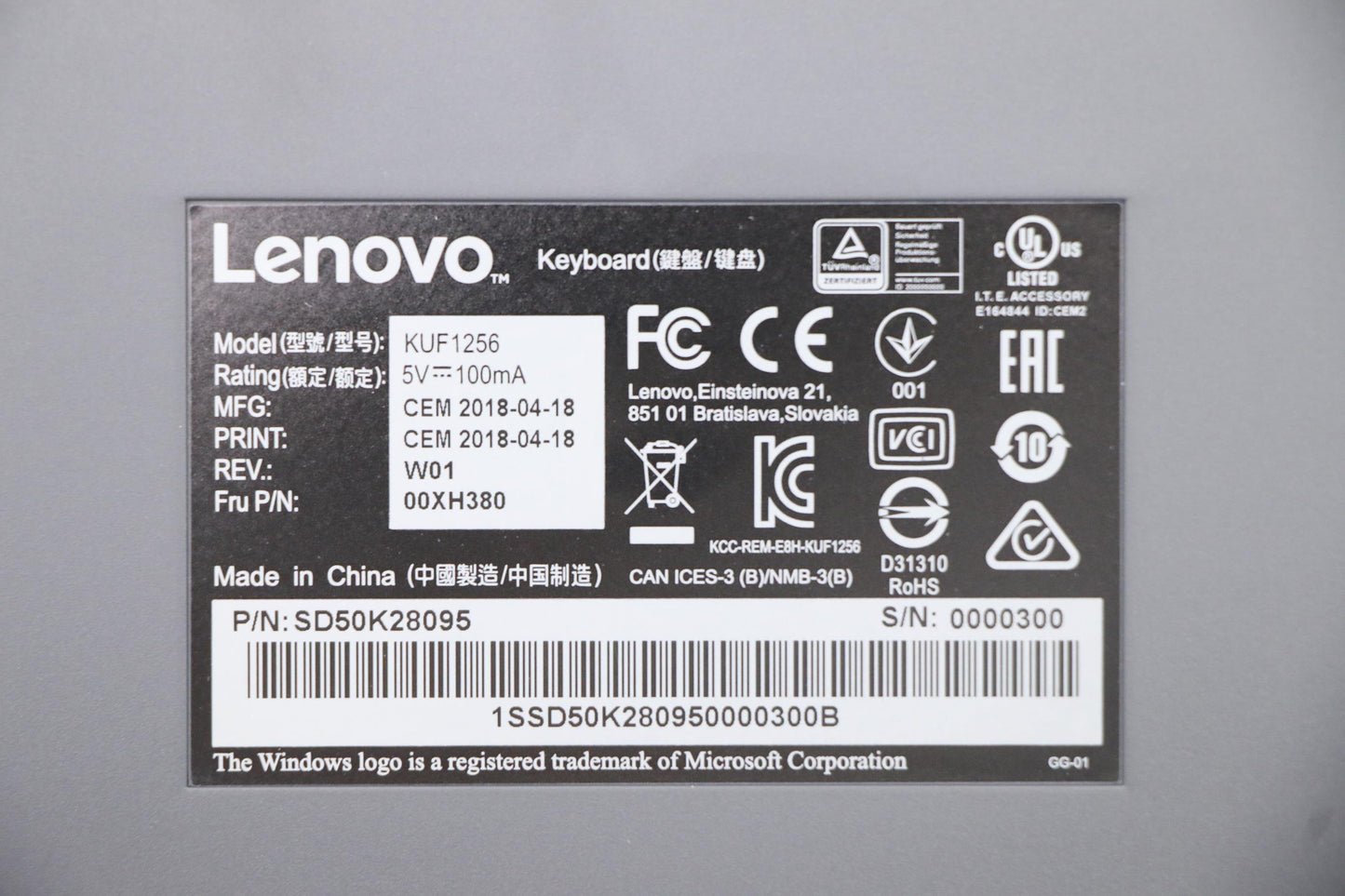 Lenovo Kb Keyboards External - 00XH380