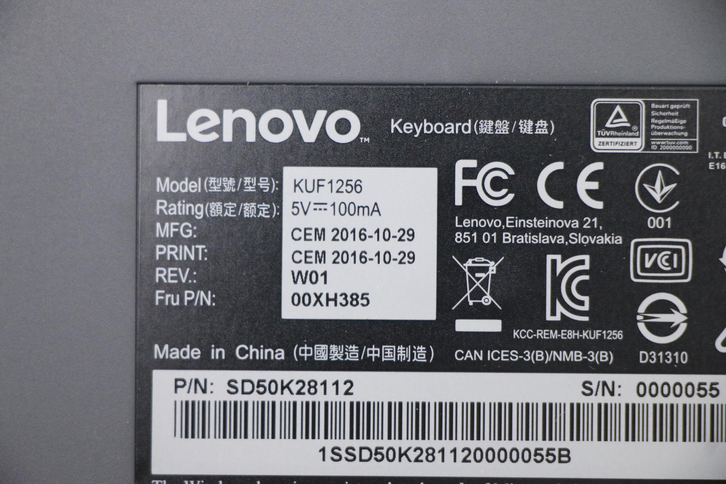 Lenovo Kb Keyboards External - 00XH385