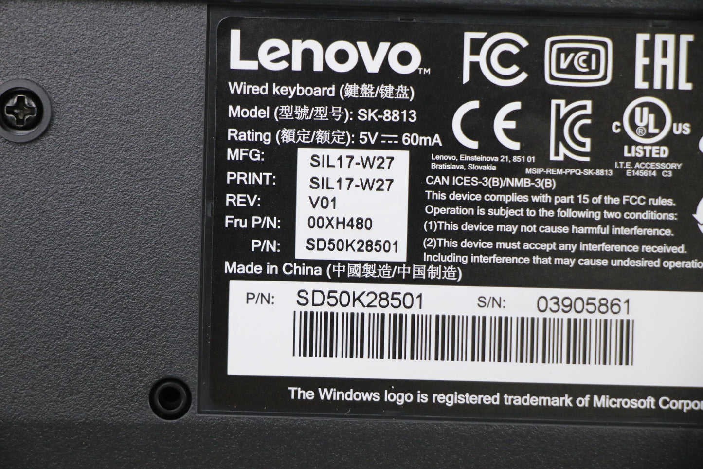 Lenovo Kb Keyboards External - 00XH480