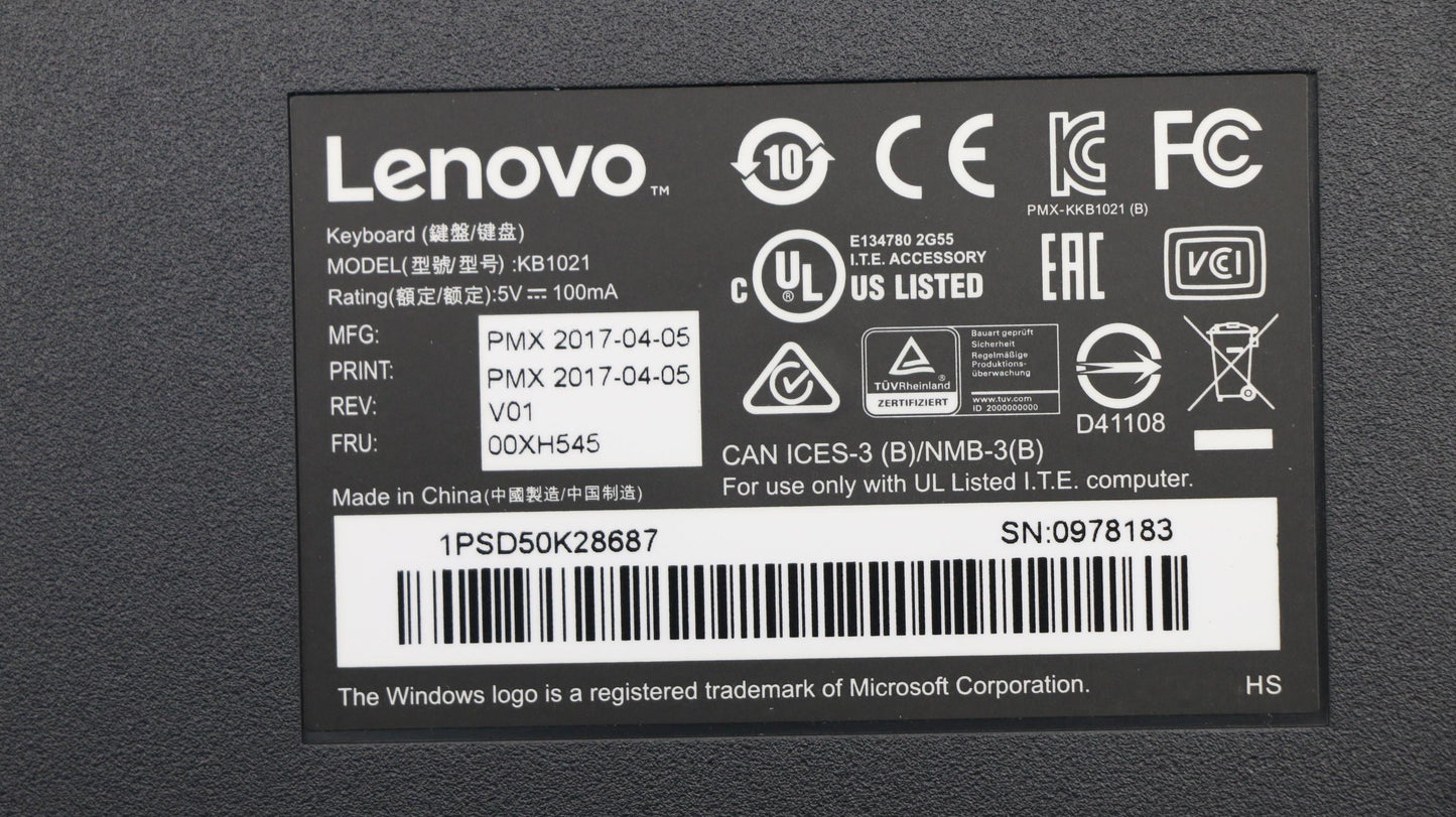 Lenovo Kb Keyboards External - 00XH545