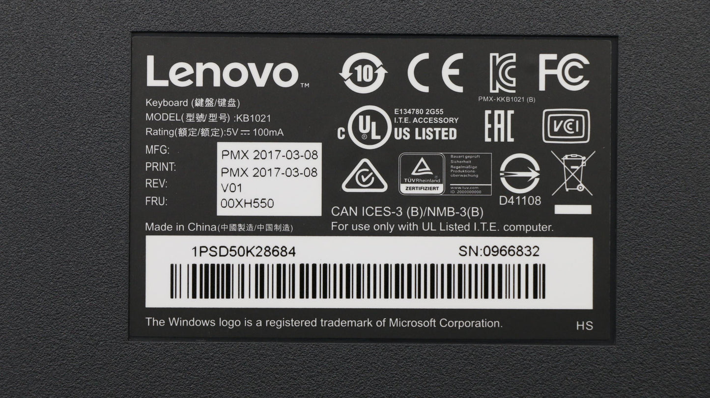 Lenovo Kb Keyboards External - 00XH550