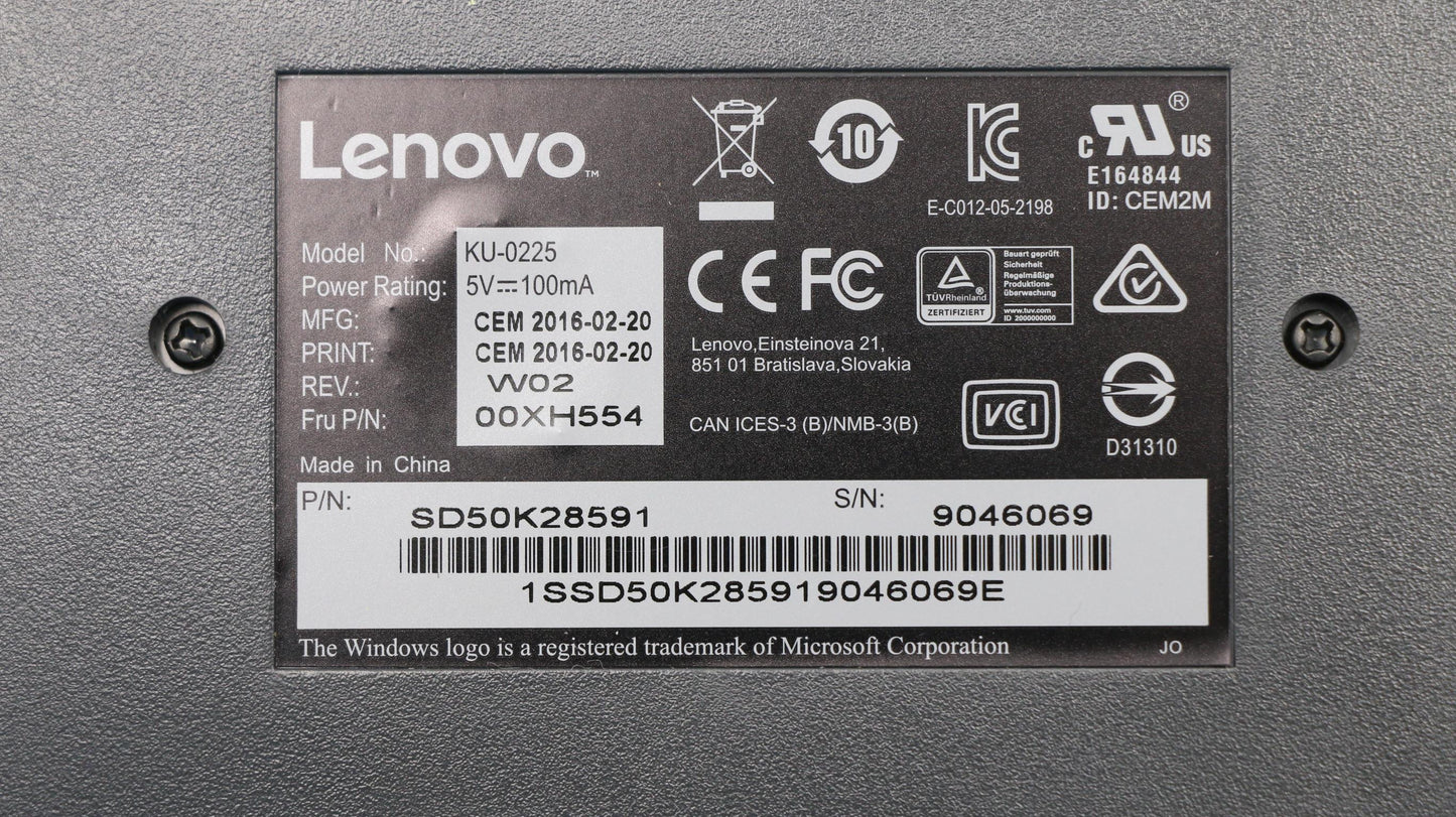 Lenovo Kb Keyboards External - 00XH554