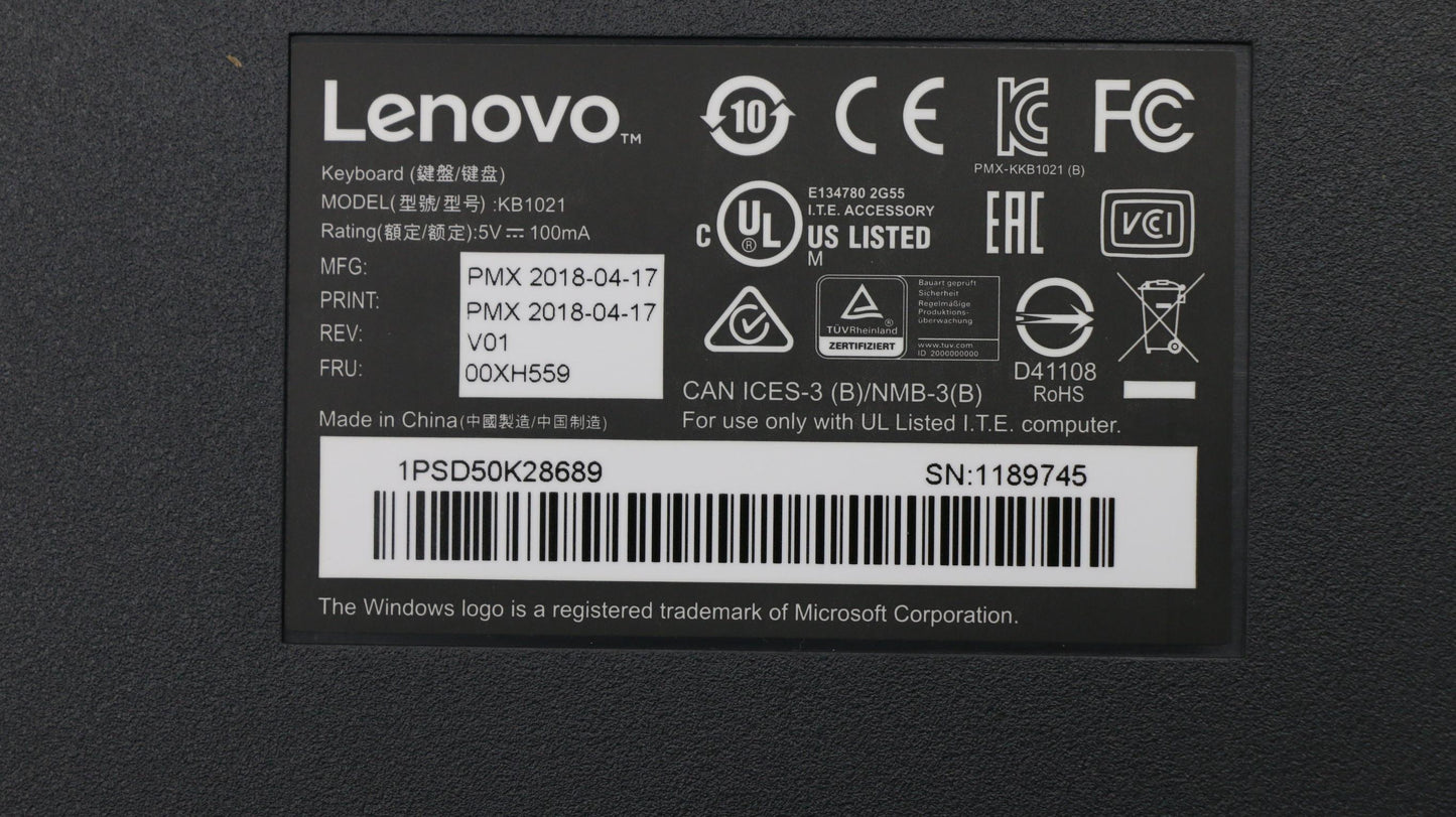 Lenovo Kb Keyboards External - 00XH559