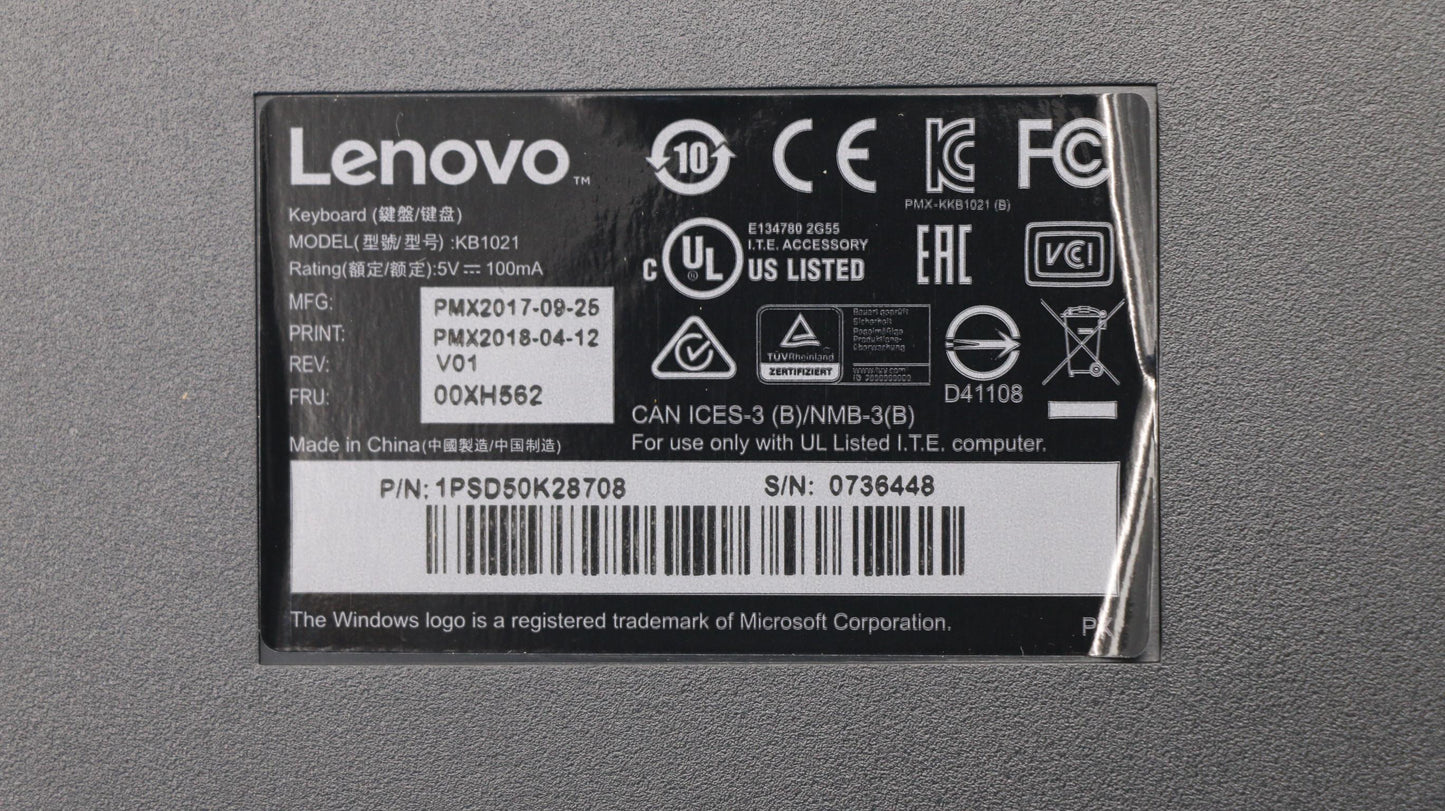 Lenovo Kb Keyboards External - 00XH562