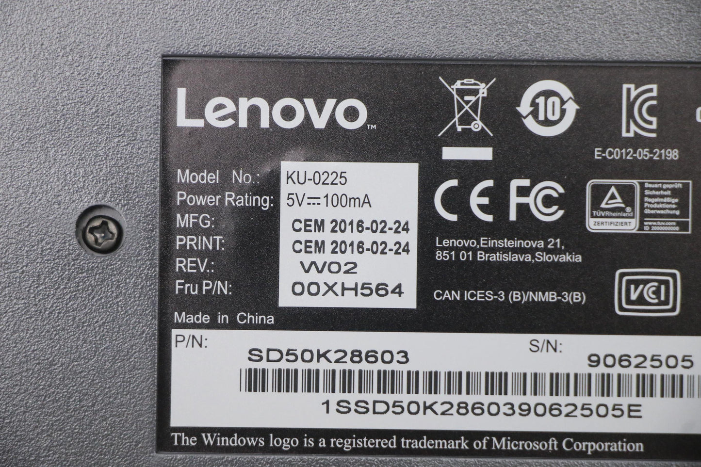 Lenovo Kb Keyboards External - 00XH564