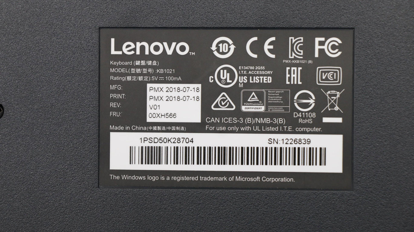 Lenovo Kb Keyboards External - 00XH566