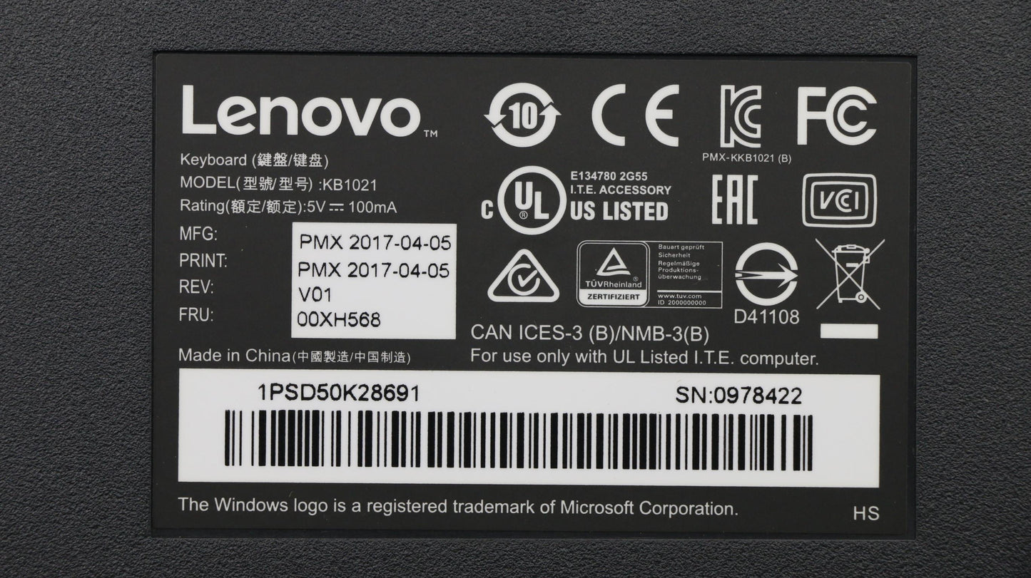 Lenovo Kb Keyboards External - 00XH568