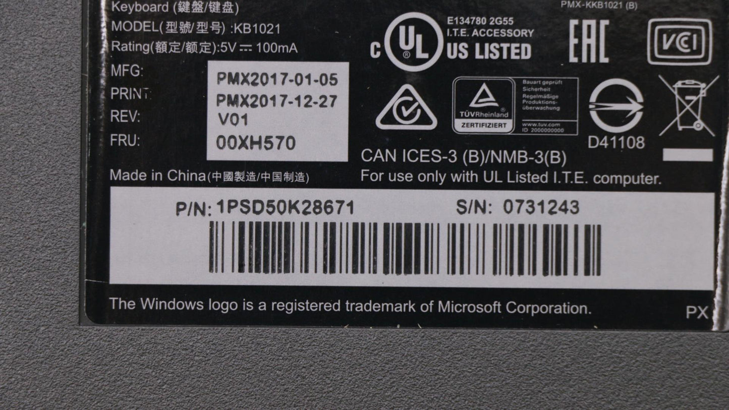 Lenovo Kb Keyboards External - 00XH570