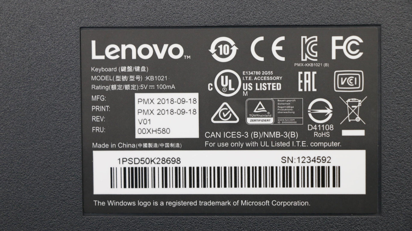 Lenovo Kb Keyboards External - 00XH580