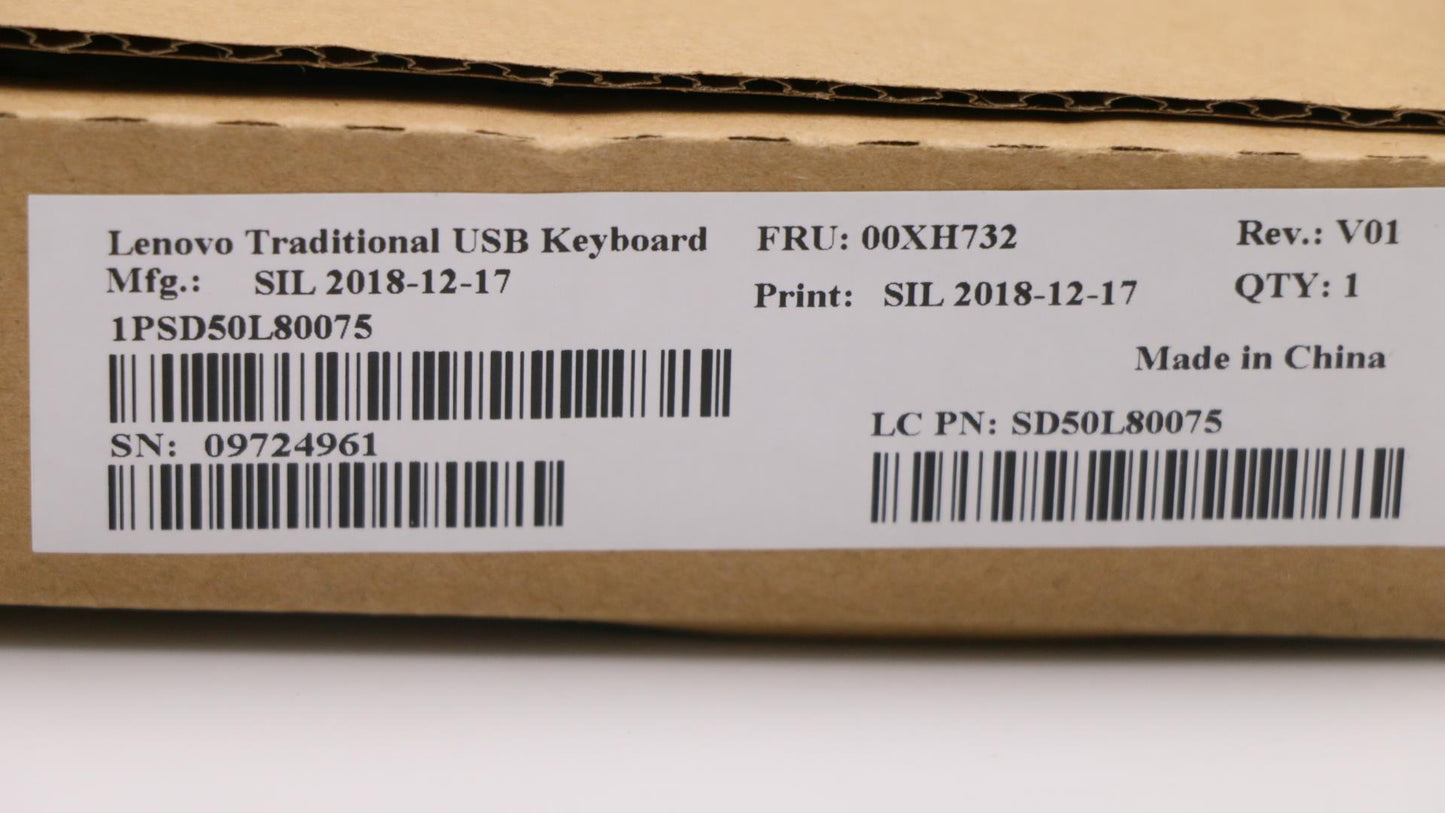 Lenovo Usb Trdtnl Kb Bk Ind Local - 00XH732