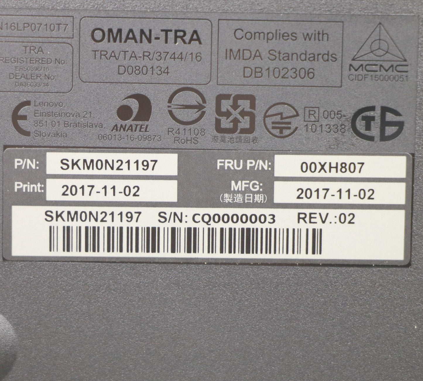 Lenovo Wlkmcalliopebkfra - 00XH807