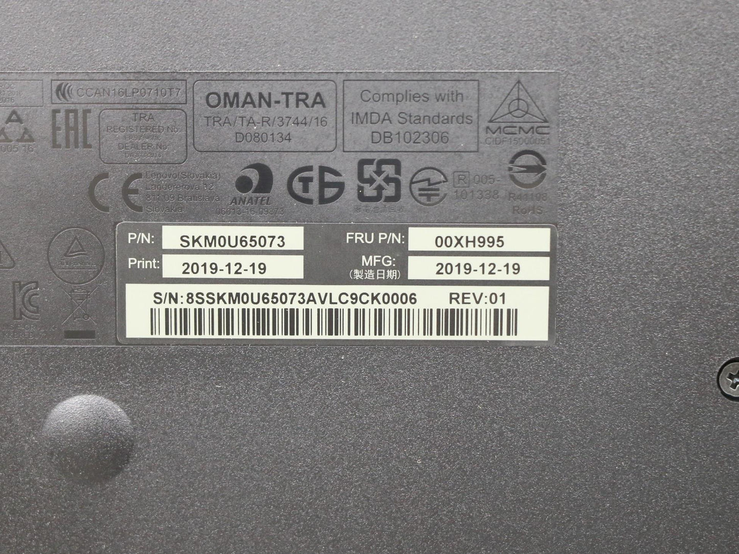 Lenovo Wl Km Calliope Bk Cze/Slk - 00XH995