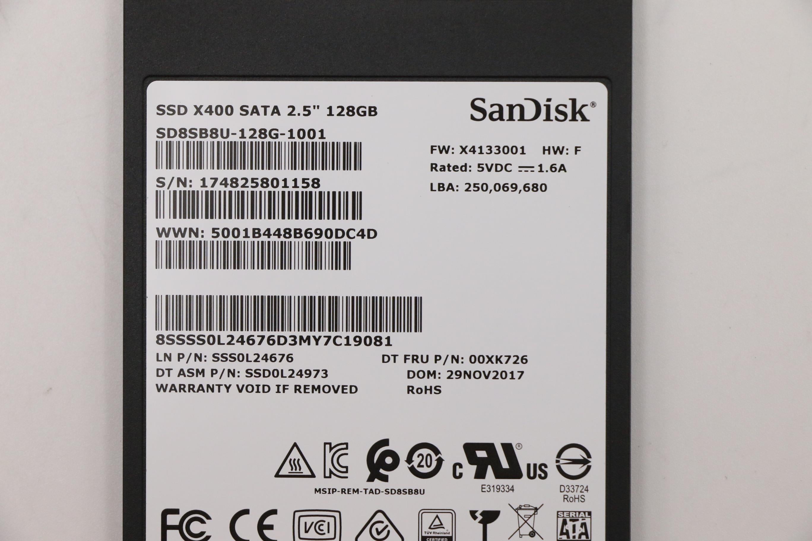 Lenovo Ssd_Asm 128G,2.5-Inch ,7Mm,Sat - 00XK726– LenovoPart