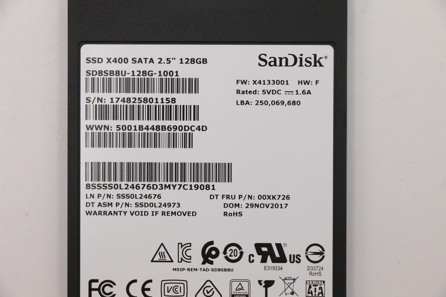 Lenovo 00XK726 Ssd_Asm 128G,2.5-Inch ,7Mm,Sat