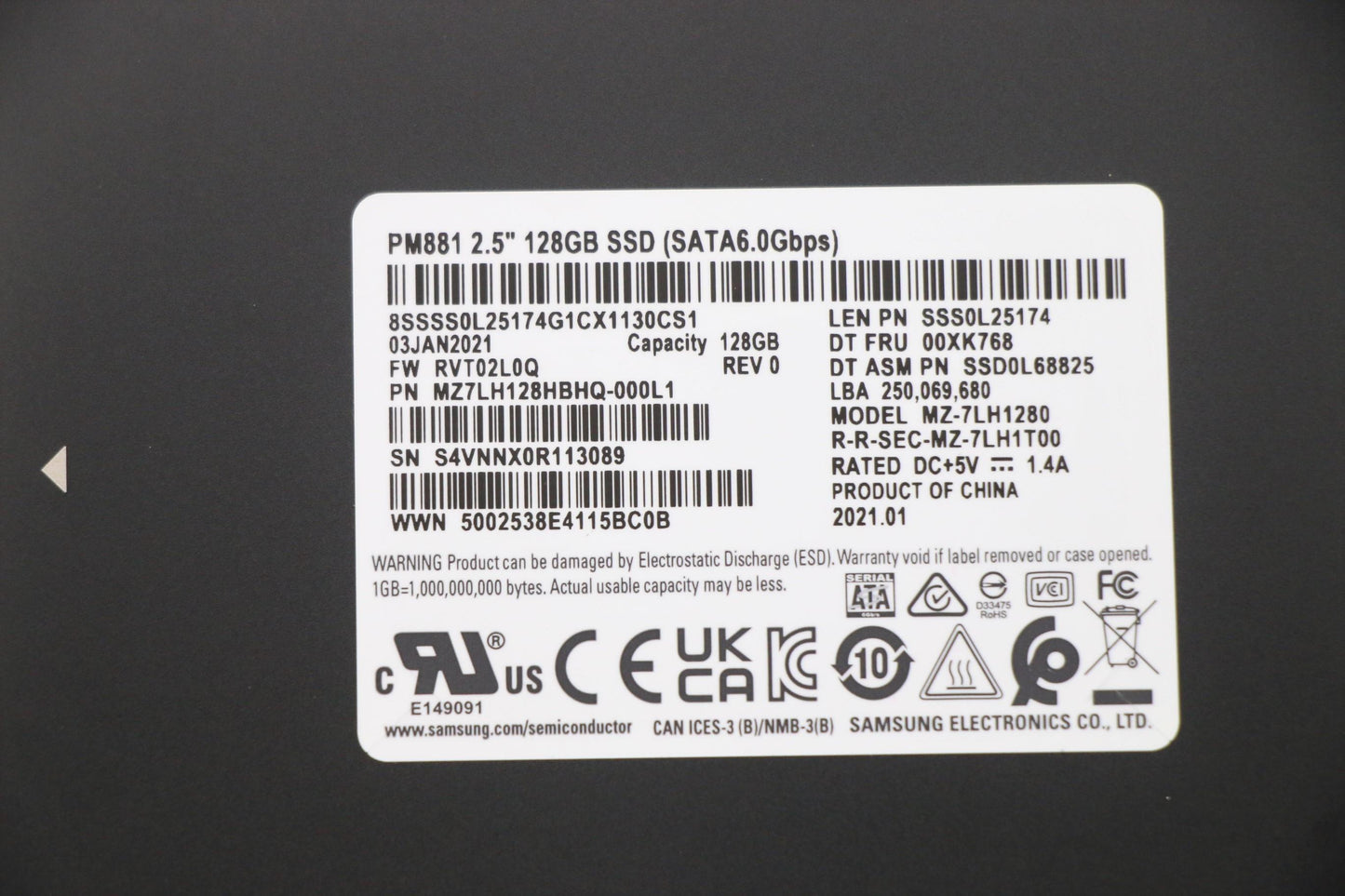 Lenovo 128G, 2.5,7Mm,Sata6G,Sam - 00XK768