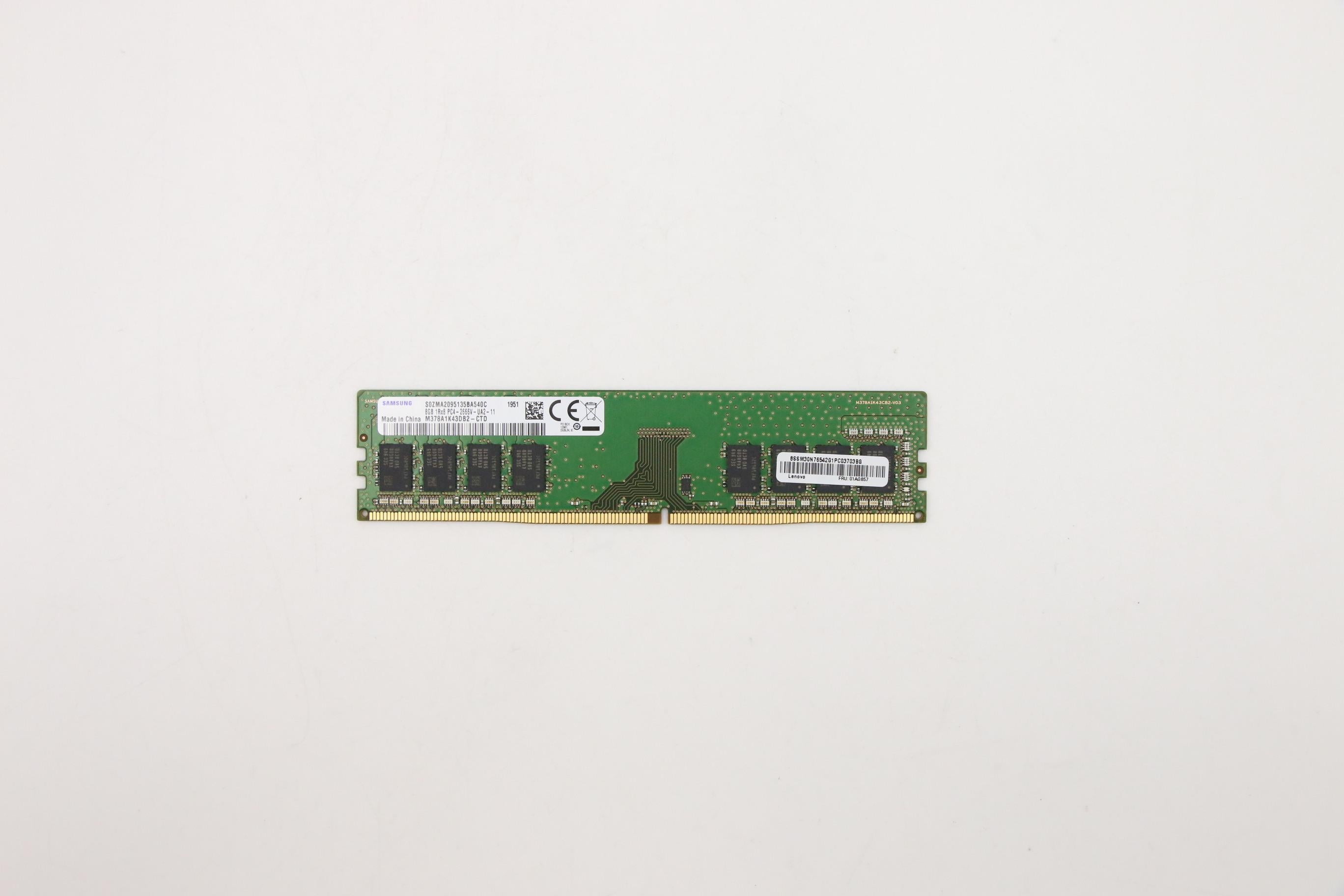Lenovo 8GB DDR4 2666 UDIMM Memory by Samsung - 01AG857– LenovoPart