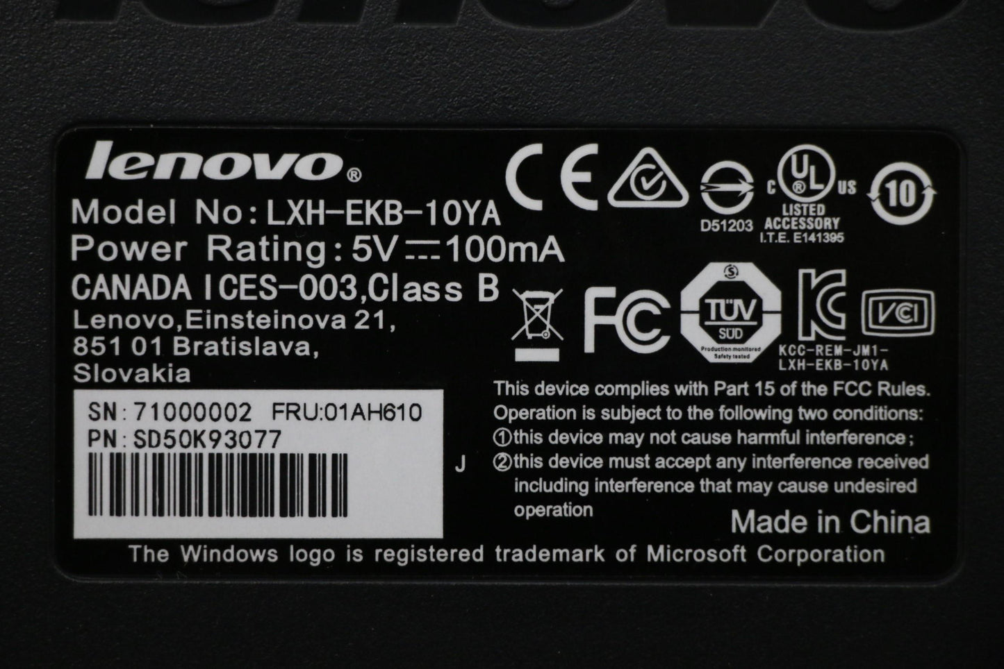 Lenovo 01AH610 Kb Keyboards External