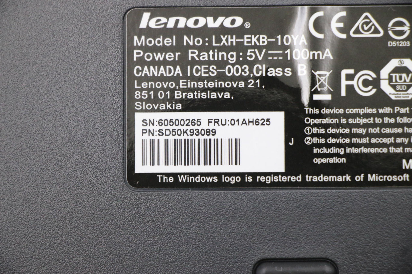 Lenovo 01AH625 Kb Keyboards External