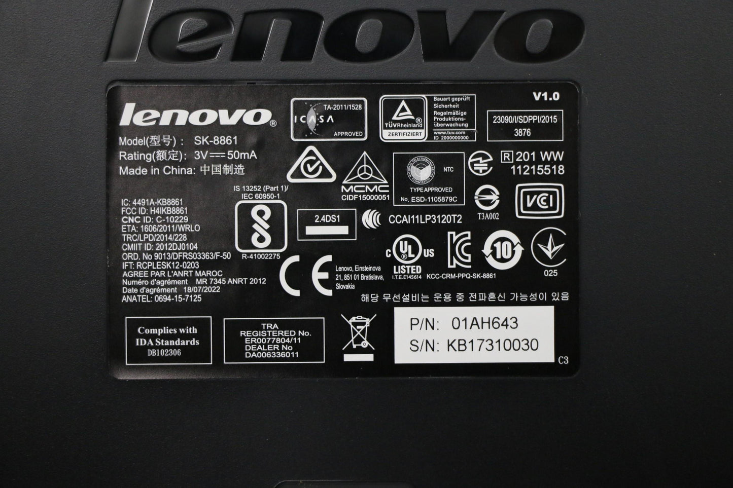 Lenovo 01AH643 Kb Keyboards External