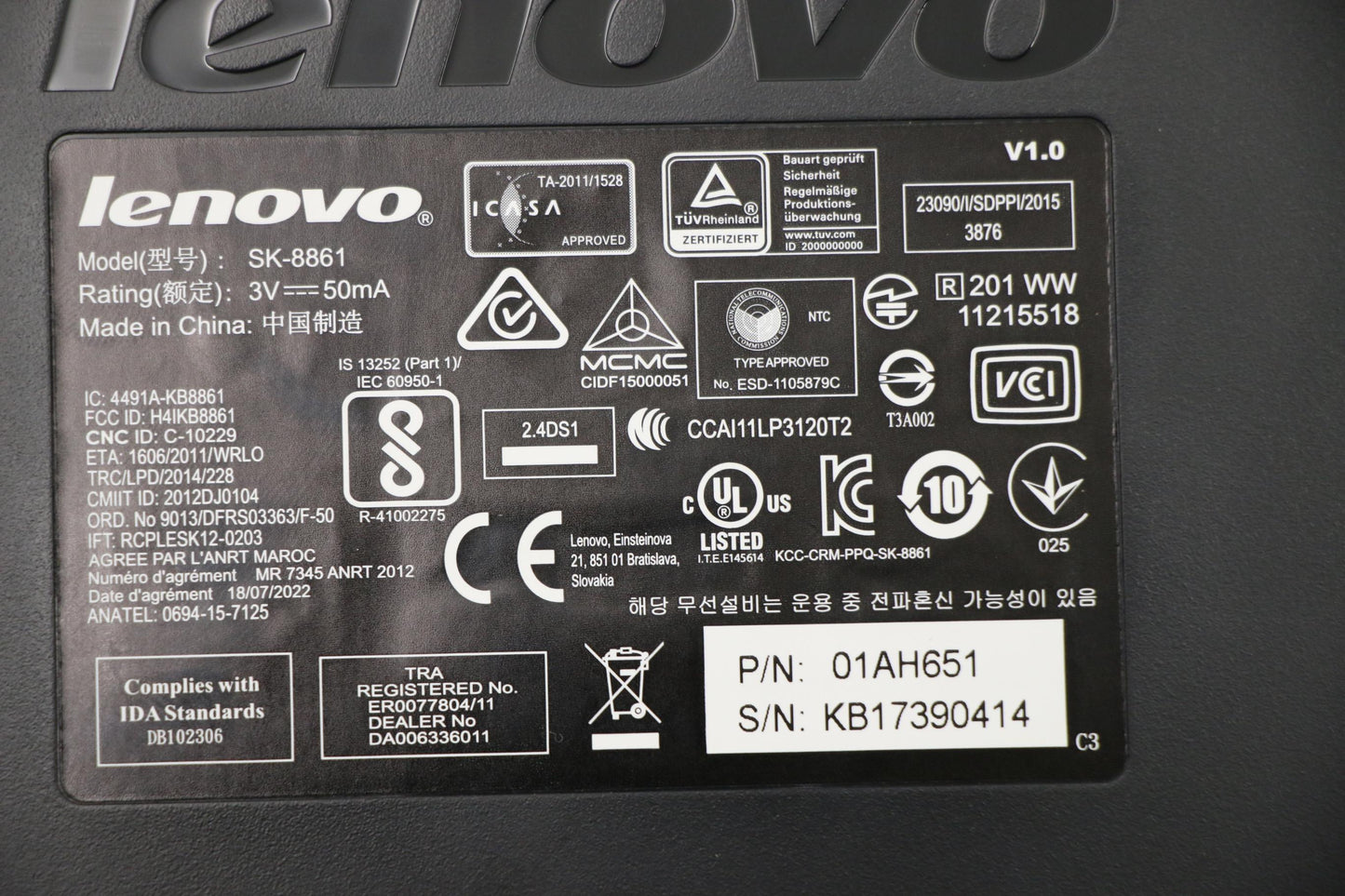 Lenovo 01AH651 Kb Keyboards External