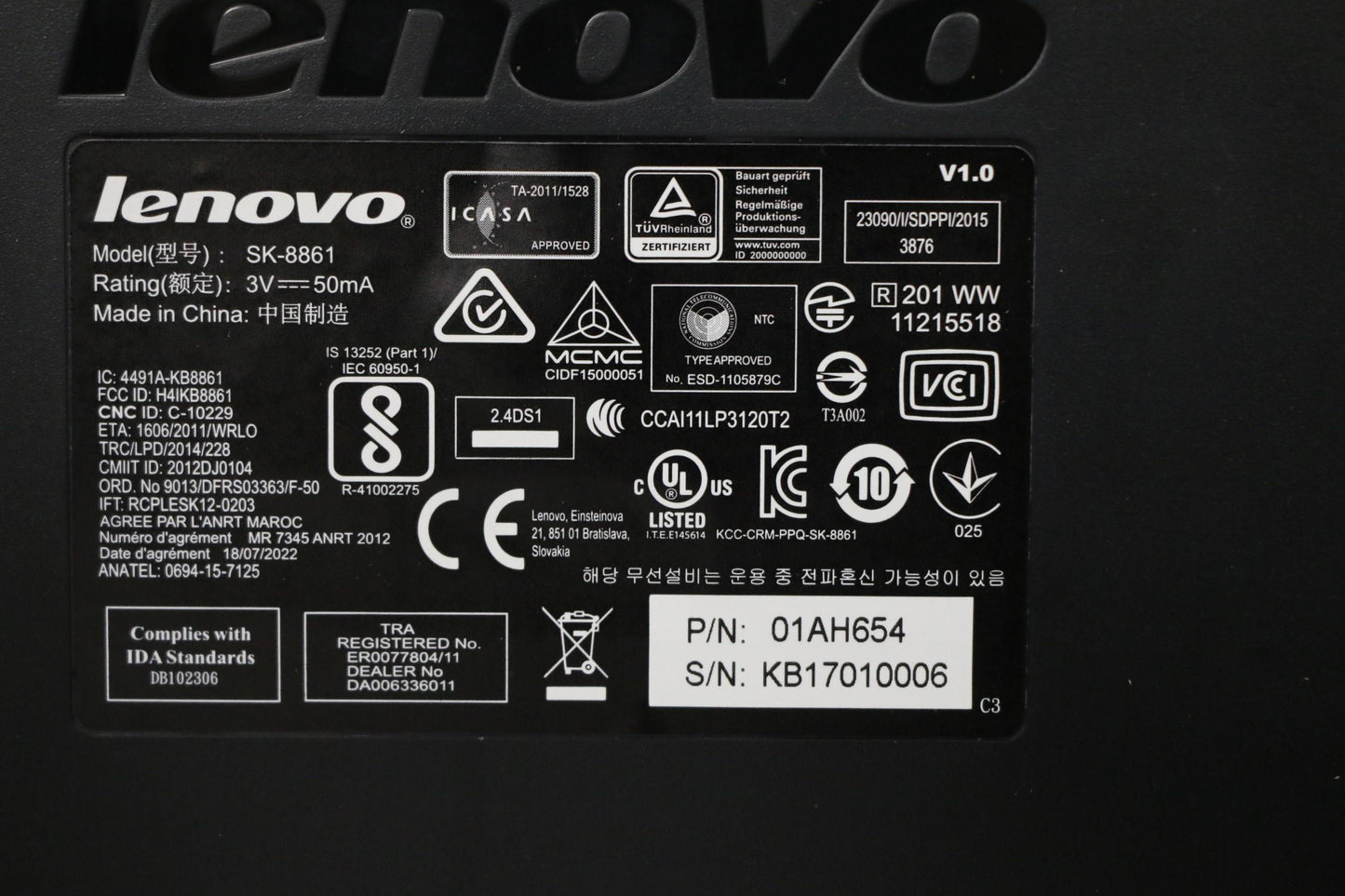 Lenovo 01AH654 Kb Keyboards External