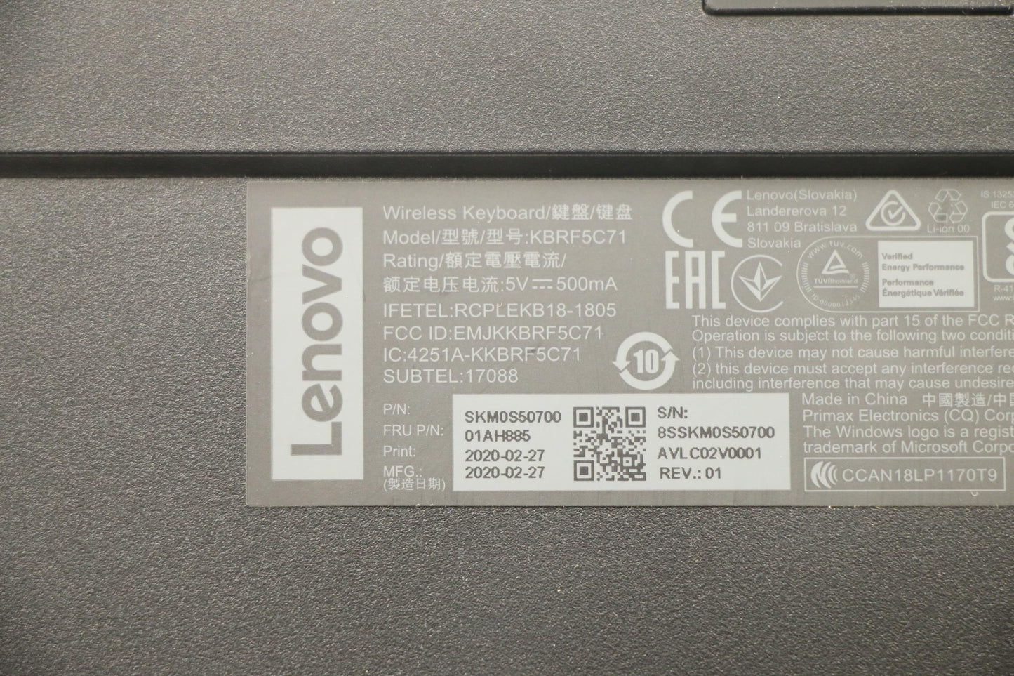 Lenovo Primax A940 2.4G Gy La Sp - 01AH885