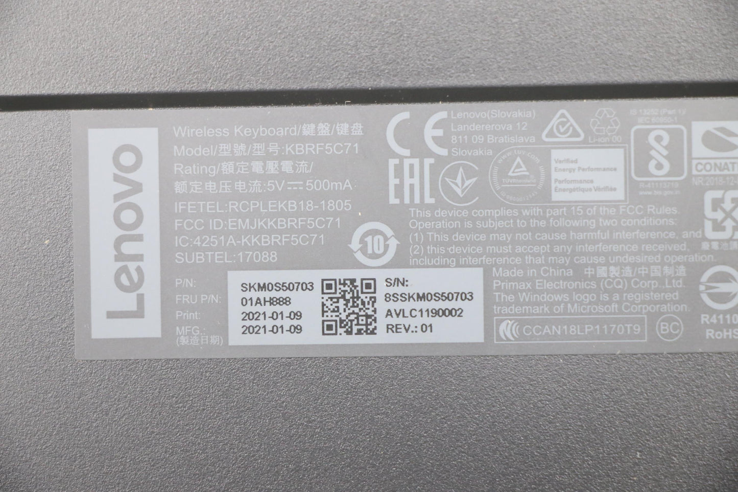 Lenovo Primax A940 2.4G Gy Es - 01AH888