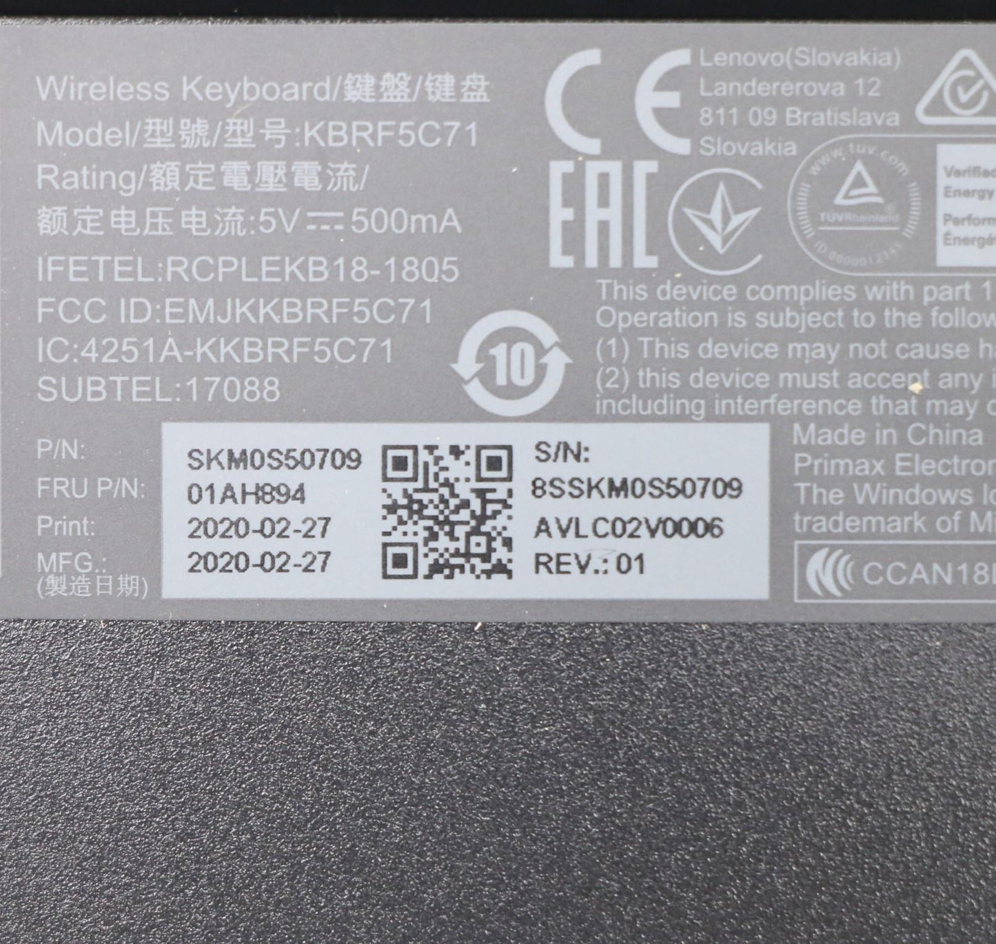 Lenovo Primax A940 2.4G Gy Nod - 01AH894