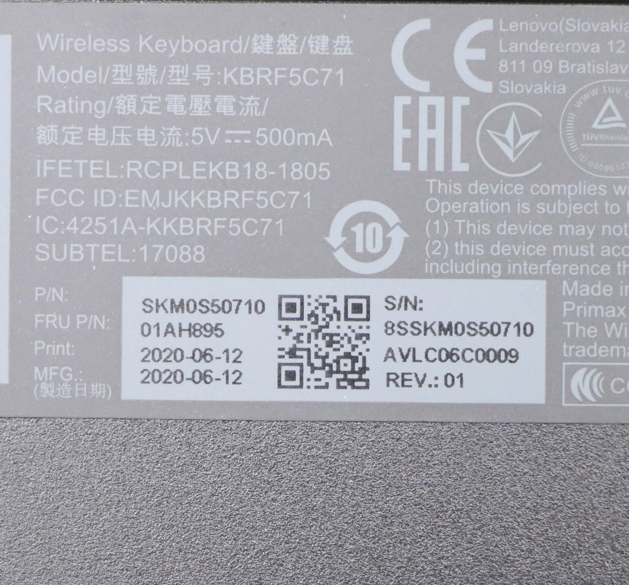 Lenovo Wireless Kbl & Mouse - 01AH895
