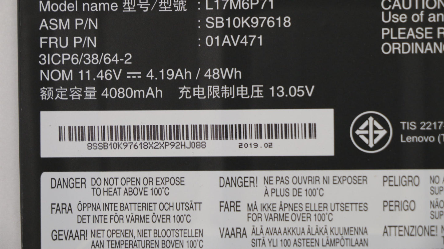 Lenovo Internal 6C 48Wh Liion Smp - 01AV471
