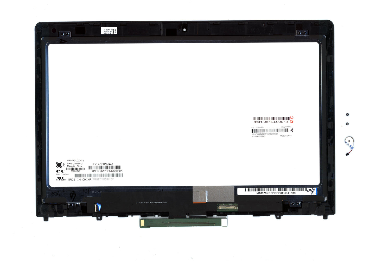 Lenovo (01AW412) LCD Module, 14" BOE FHD AG LAB OGS with Bezel