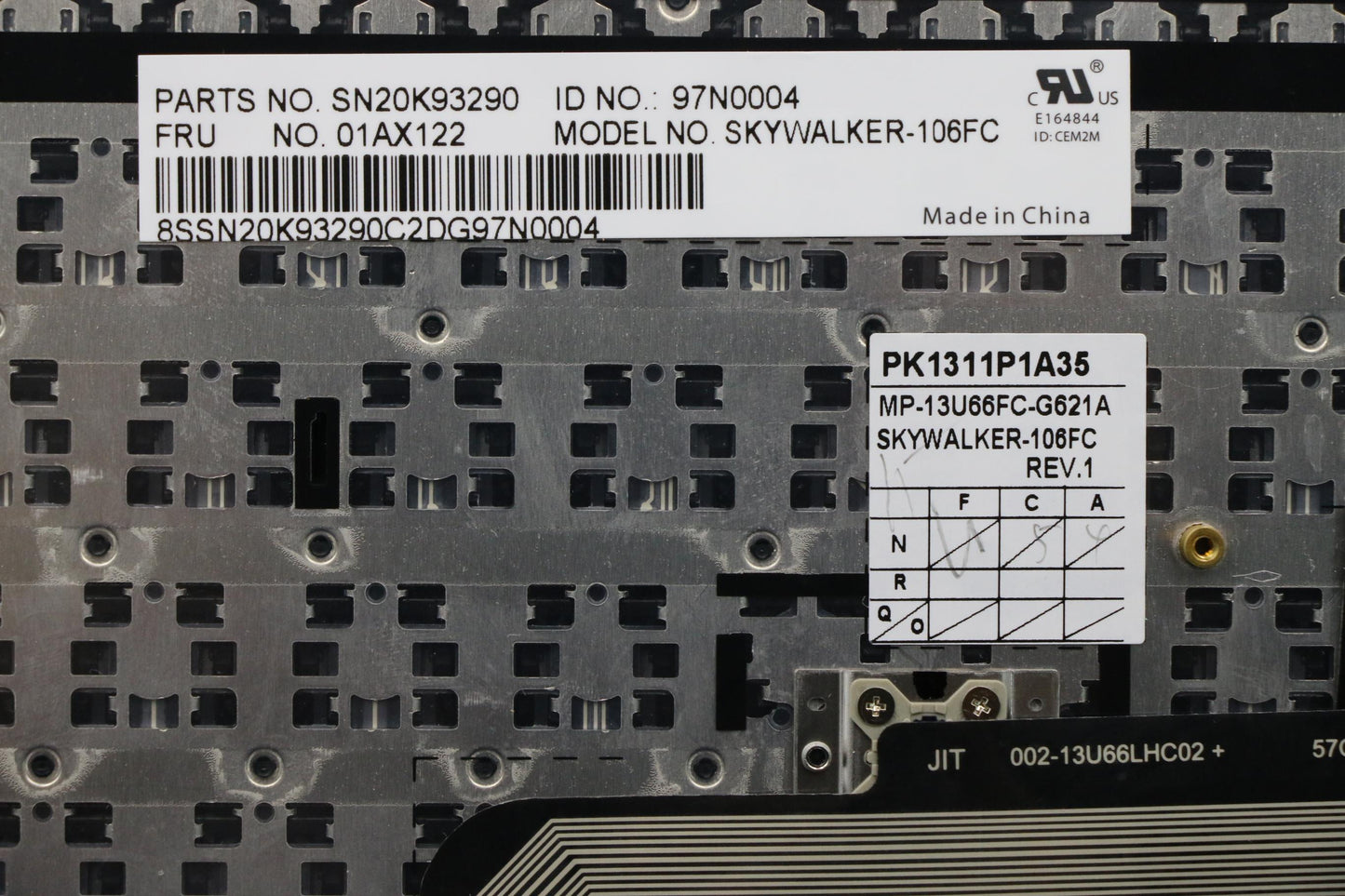 Lenovo (01AX122) Internal Keyboard, CFR Layout