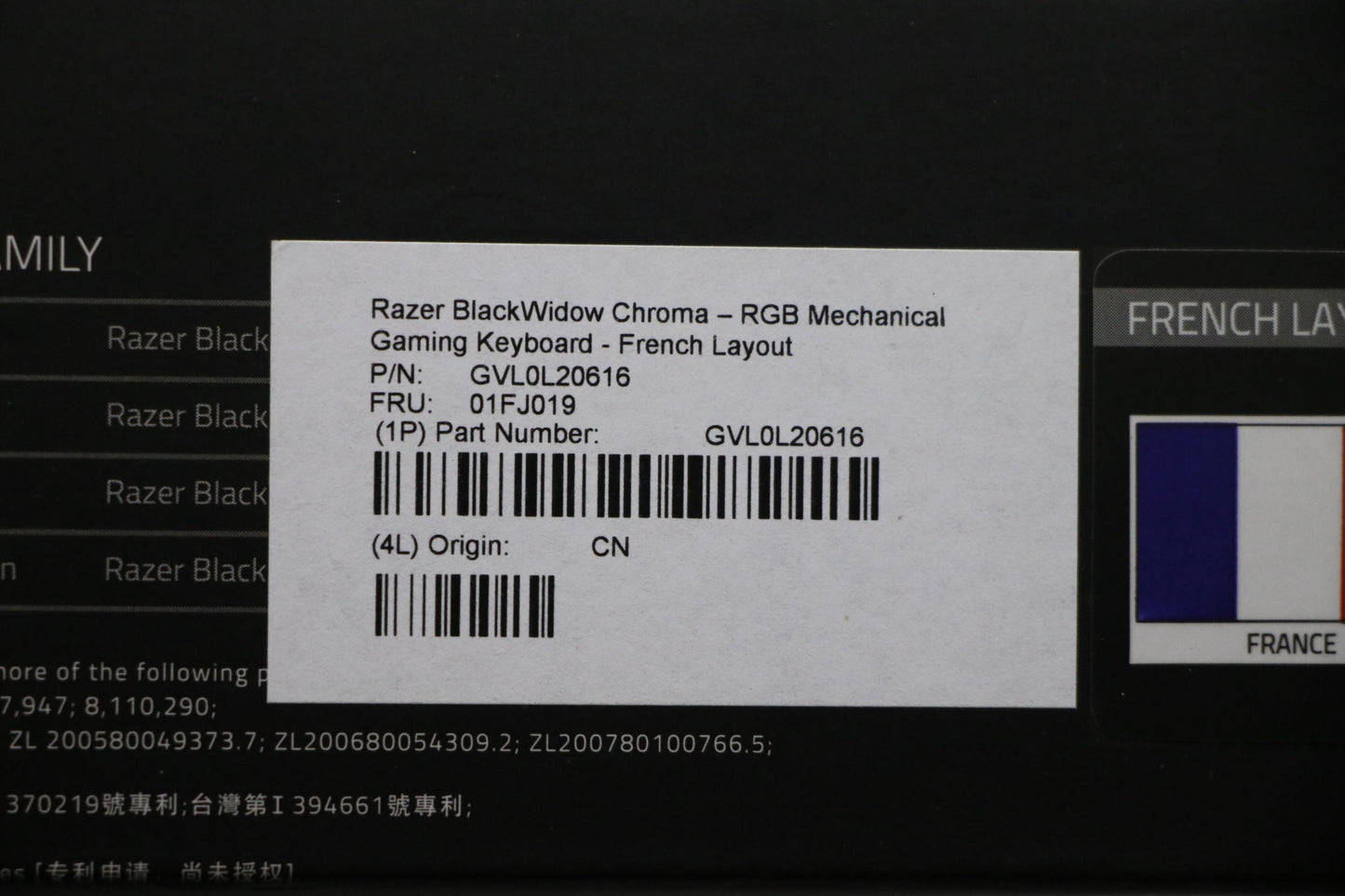 Lenovo 01FJ019 Razerblackwidowchromak/B