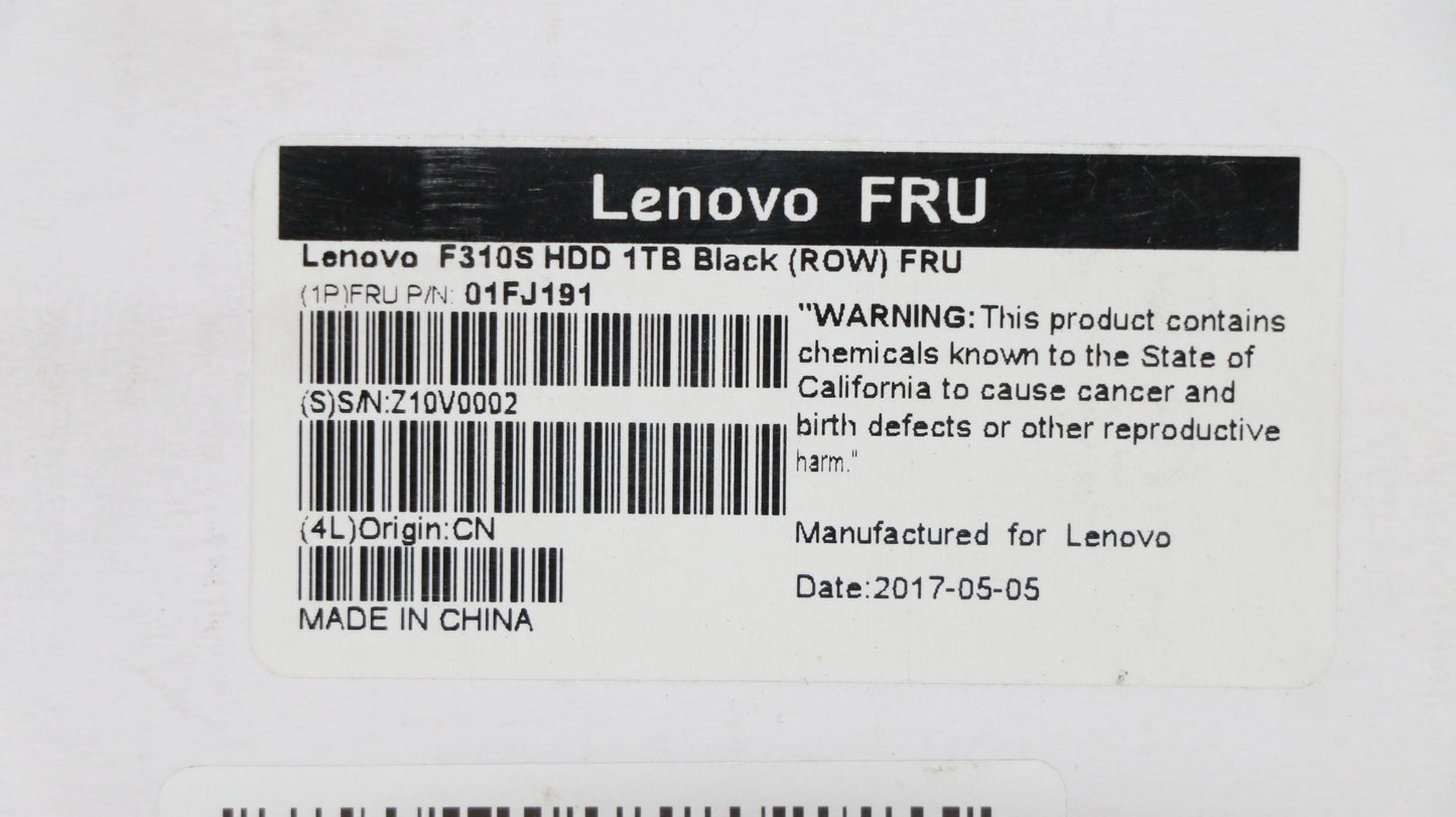 Lenovo F310S Hdd 1Tb Black (Row) Fru - 01FJ191