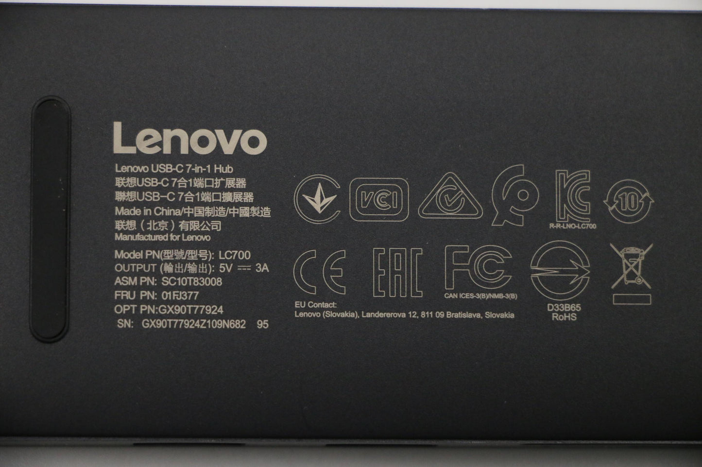 Lenovo Lenovo Usb C 7-In-1 Hub - 01FJ377