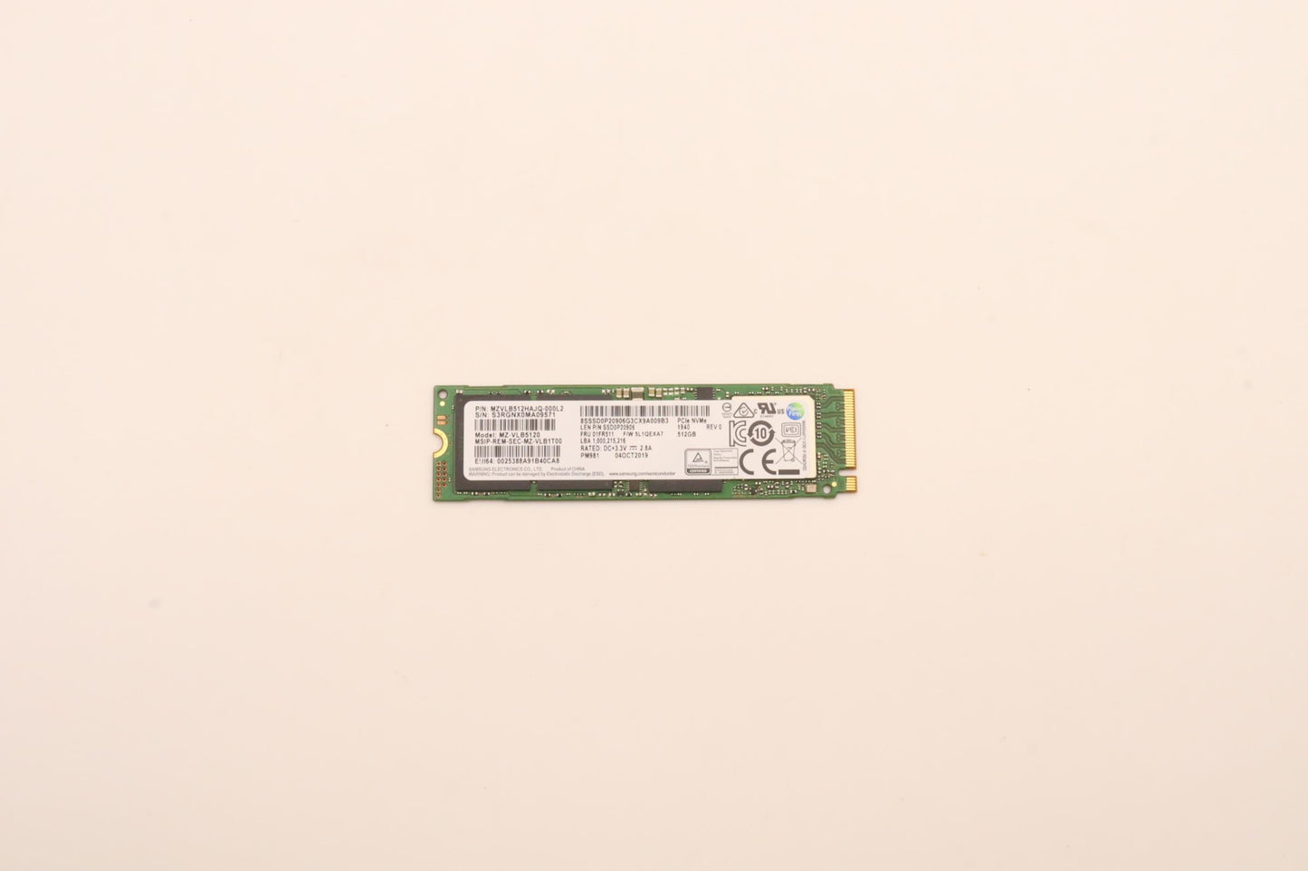 Lenovo (01FR511) 512GB M.2 SSD, 2280, PCIe 3.0 x4, Samsung