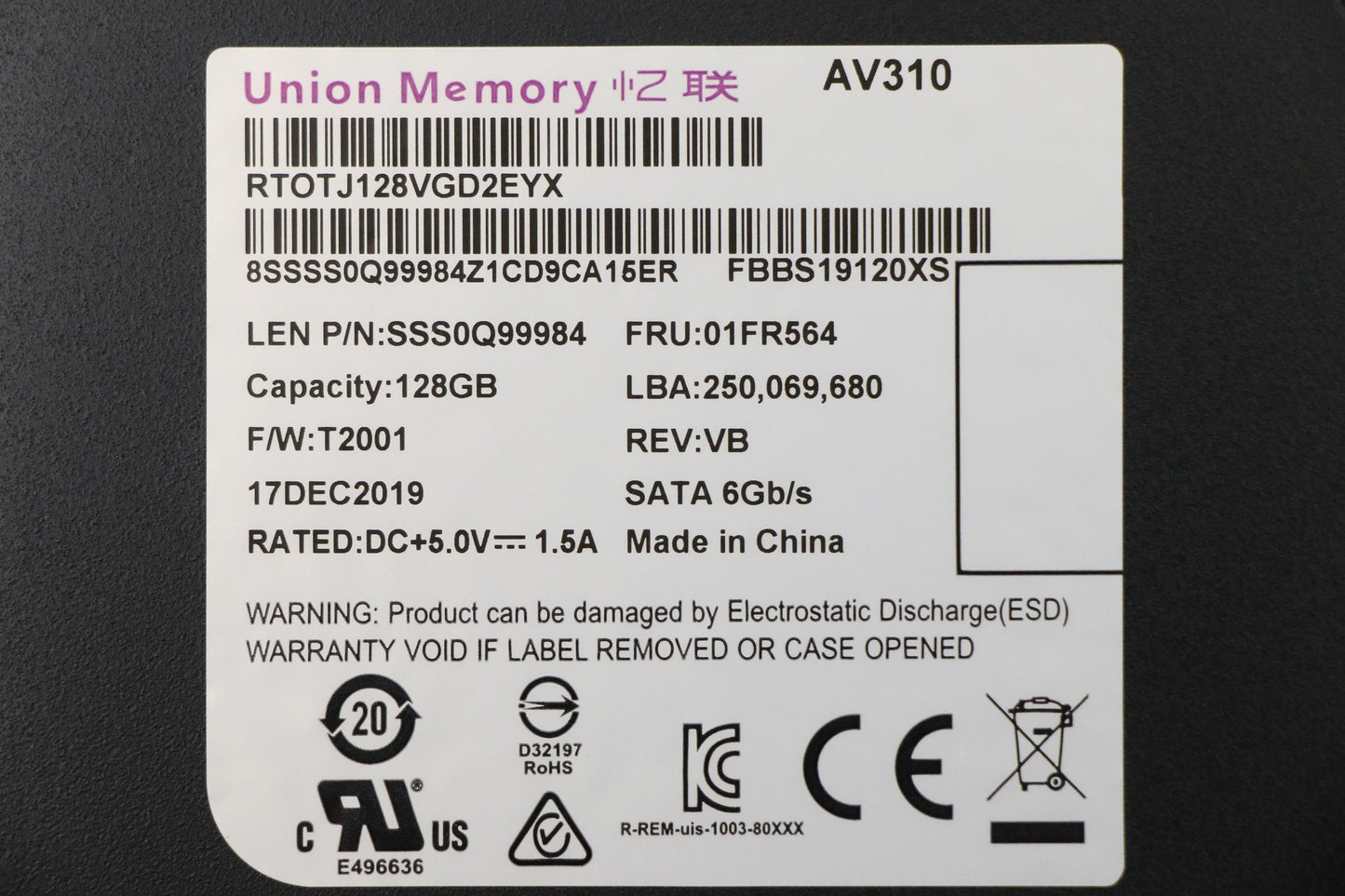 Lenovo Storage Ssd Av310 128G 2.5 Ra - 01FR564