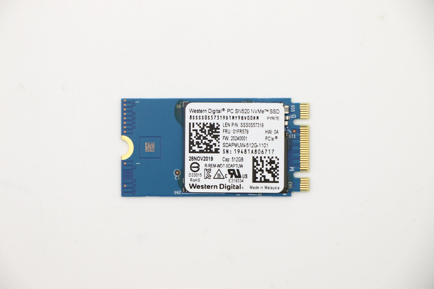 Lenovo (01FR579) 512GB SSD, M.2, 2242, PCIe 3x2, Sandisk