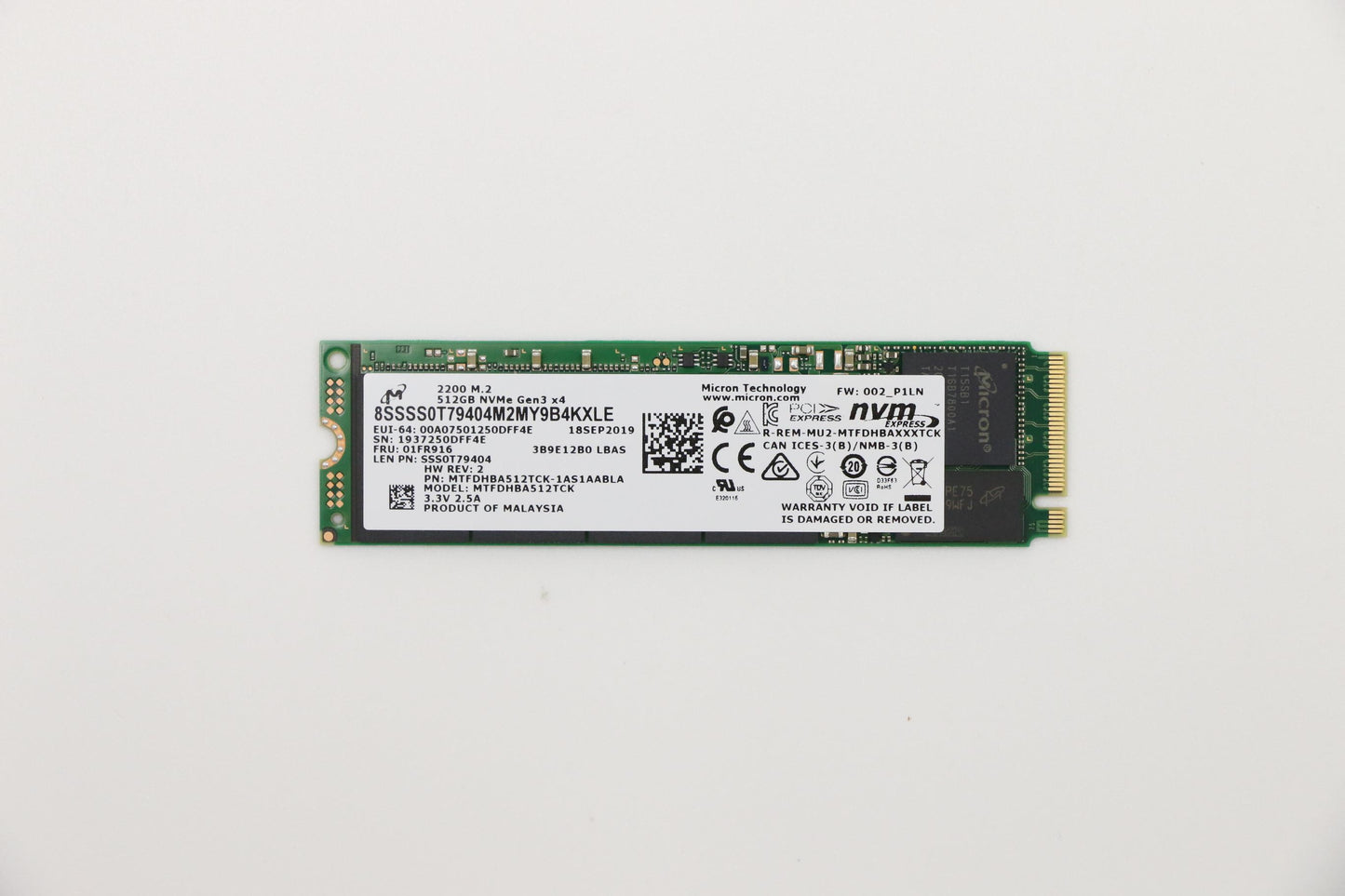 Lenovo Mic 2200 512G M.2 Pcie 2280 Ss - 01FR916