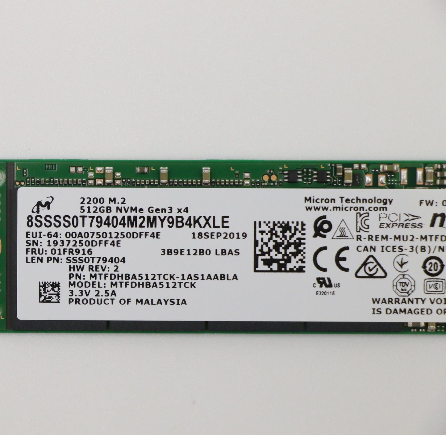 Lenovo Mic 2200 512G M.2 Pcie 2280 Ss - 01FR916