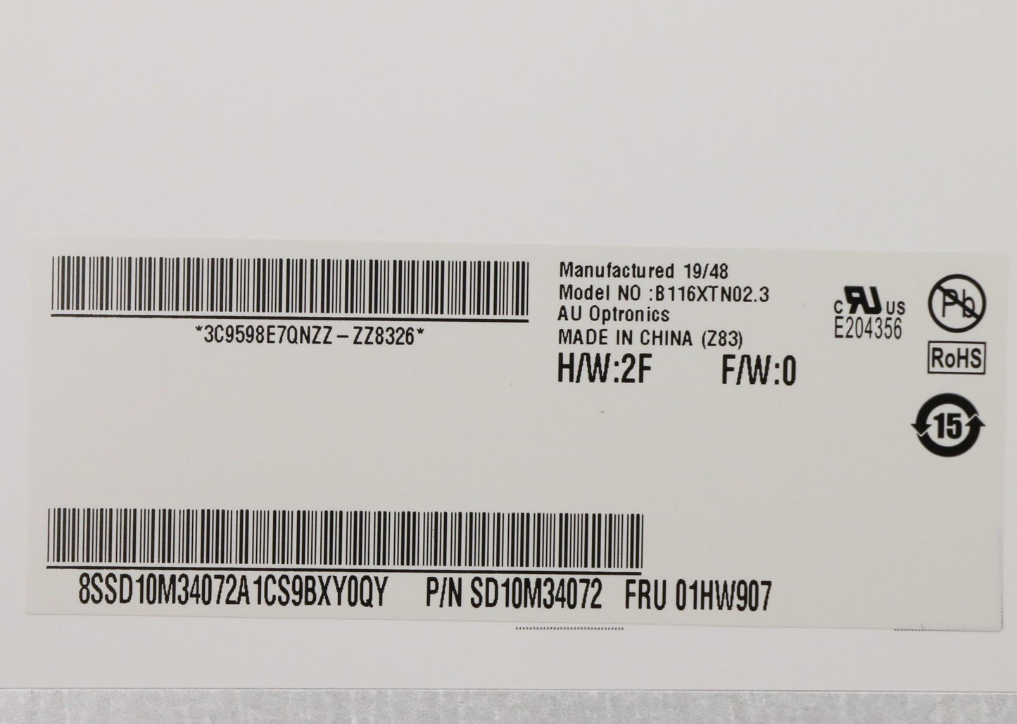 Lenovo 11.6Hd,Tn,Ag,N-Touch,250Nit,Au - 01HW907