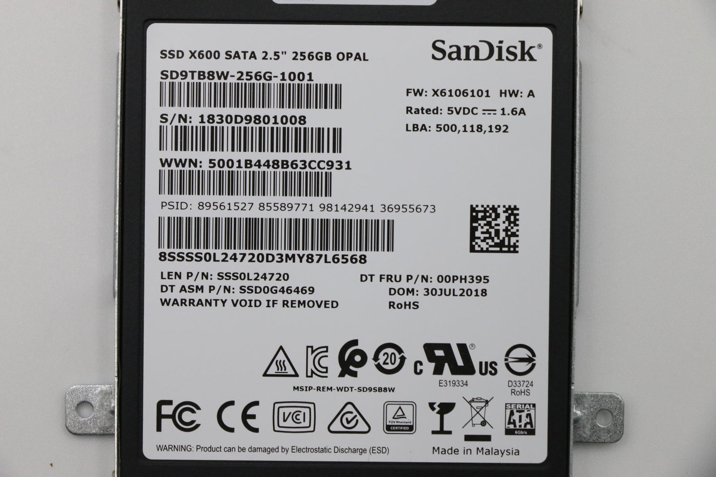 Lenovo Ssd Asm Ssd,256G,2.5-Inch ,7Mm - 01HX020