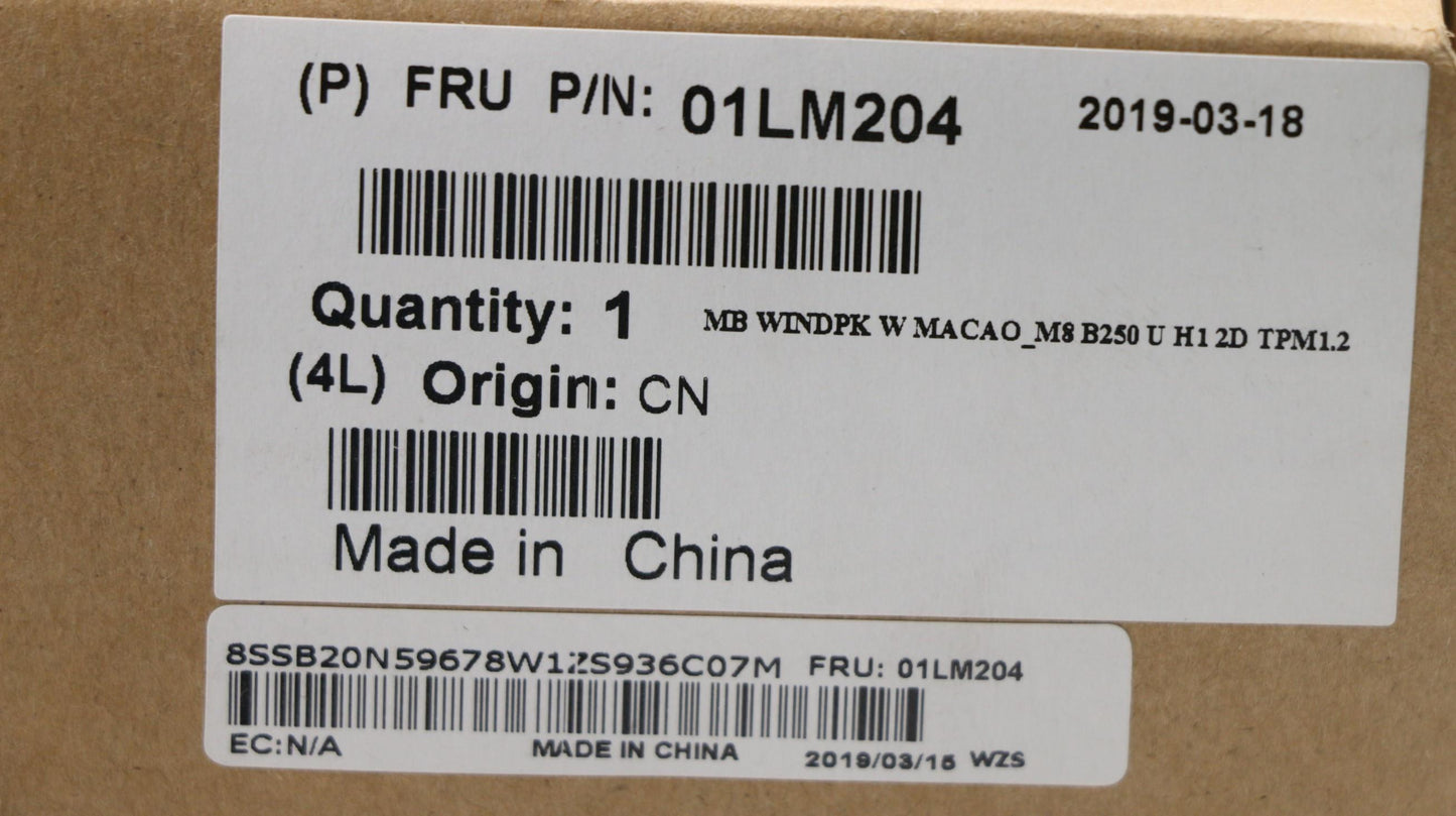 Lenovo W Macao_M8B250 U H1 2D Wdpkdg - 01LM204