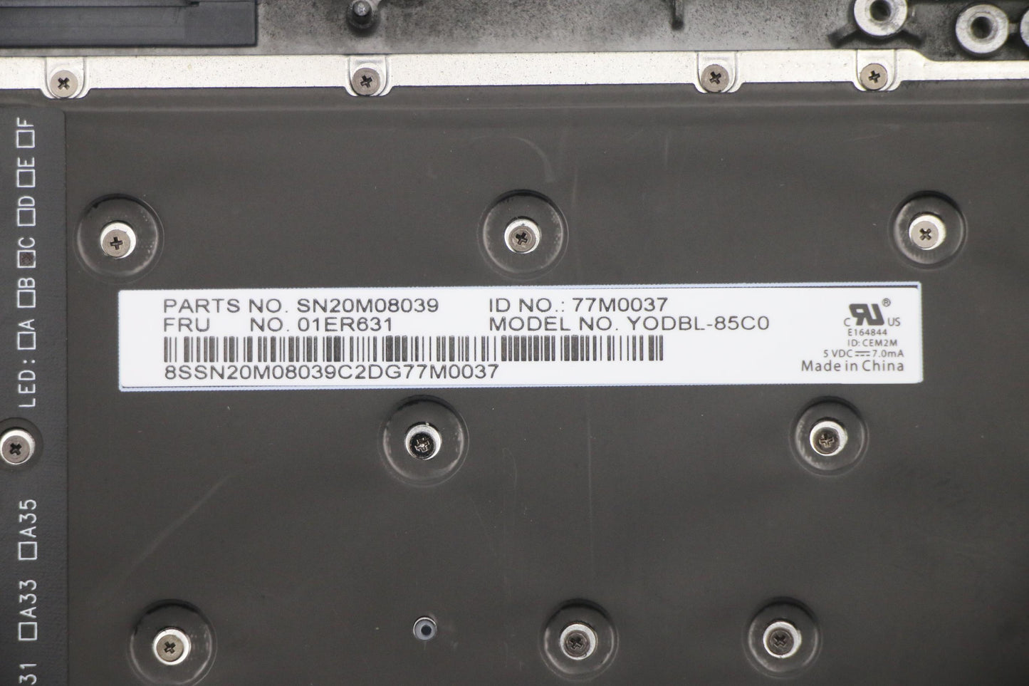 Lenovo Keyboard Bezel Cz Fpr Nfc Bk C - 01LV282
