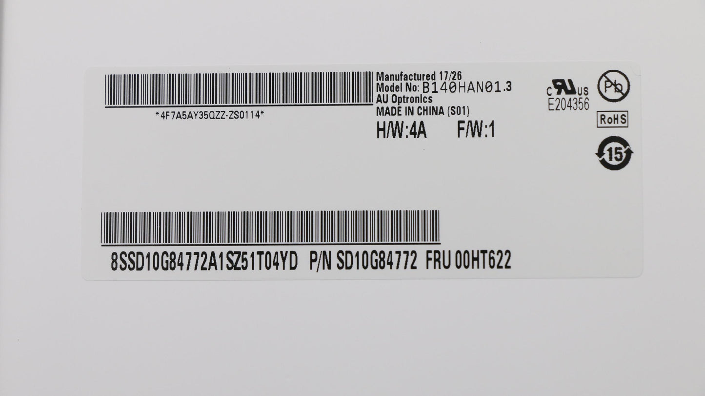 Lenovo Display Fru Touchasm,Auo Lcd+L - 01LW065