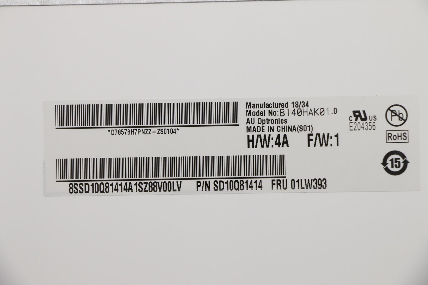 Lenovo Dummy14Fhd Ag 45Oncell250 Auo - 01LW393