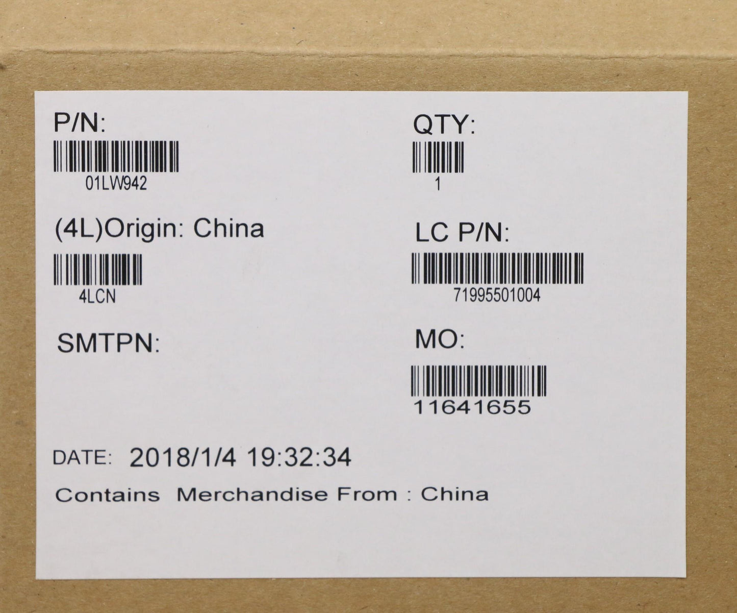 Lenovo Fru I7-8550U,Gra620,Win,N-Tpm - 01LW942