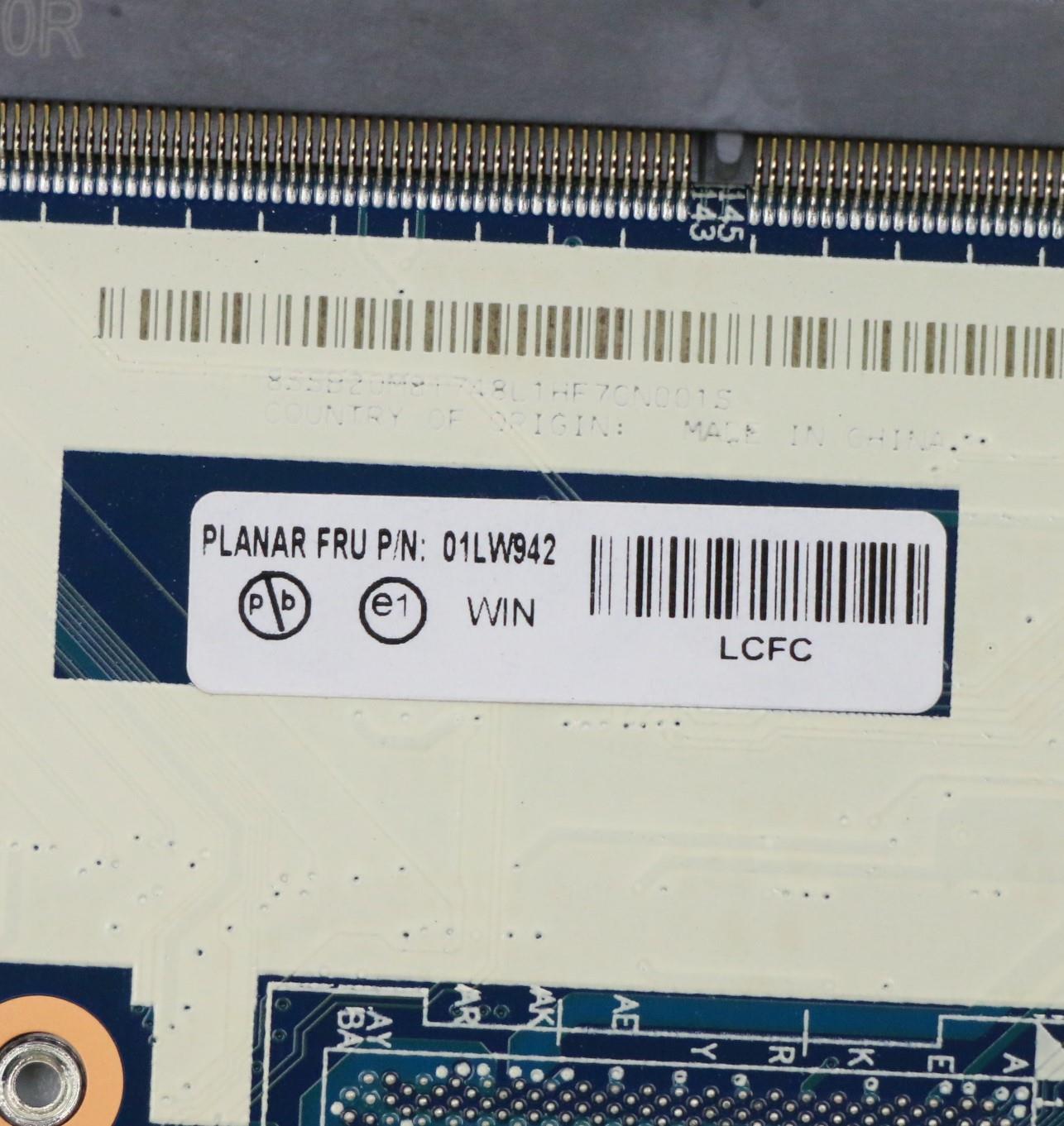 Lenovo Fru I7-8550U,Gra620,Win,N-Tpm - 01LW942